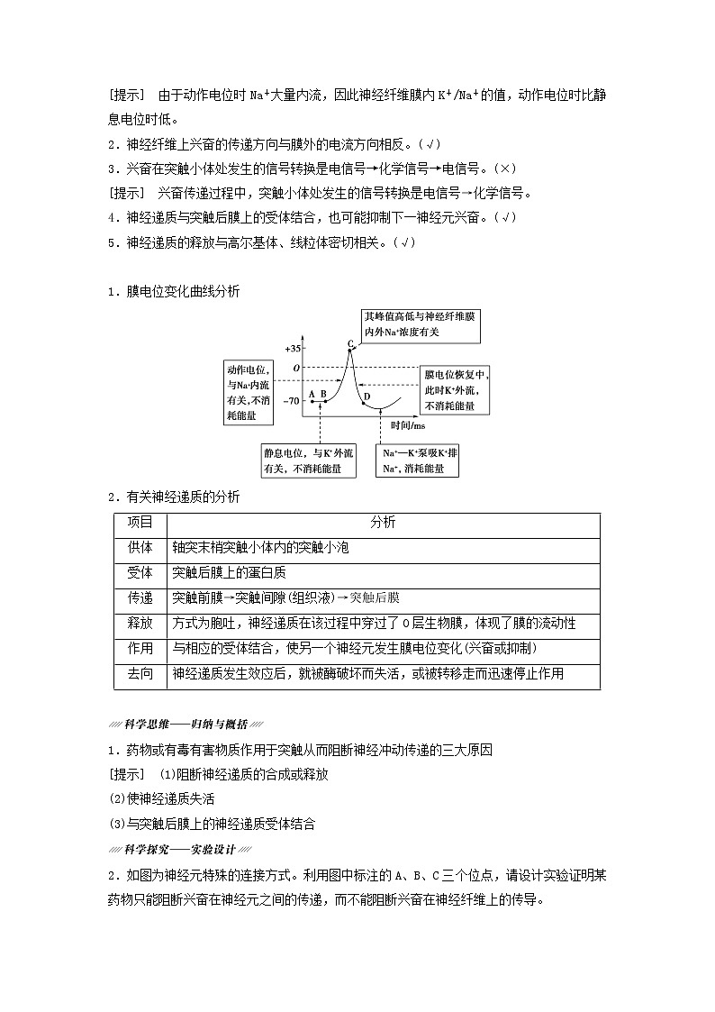 2021届高考生物苏教版一轮复习学案：第8单元生物个体的稳态第4讲人体生命活动的神经调节第3页