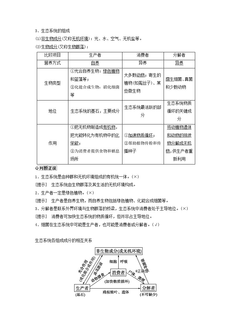 2021届高考生物苏教版一轮复习学案：第9单元生物与环境第3讲生态系统和生物圈第2页