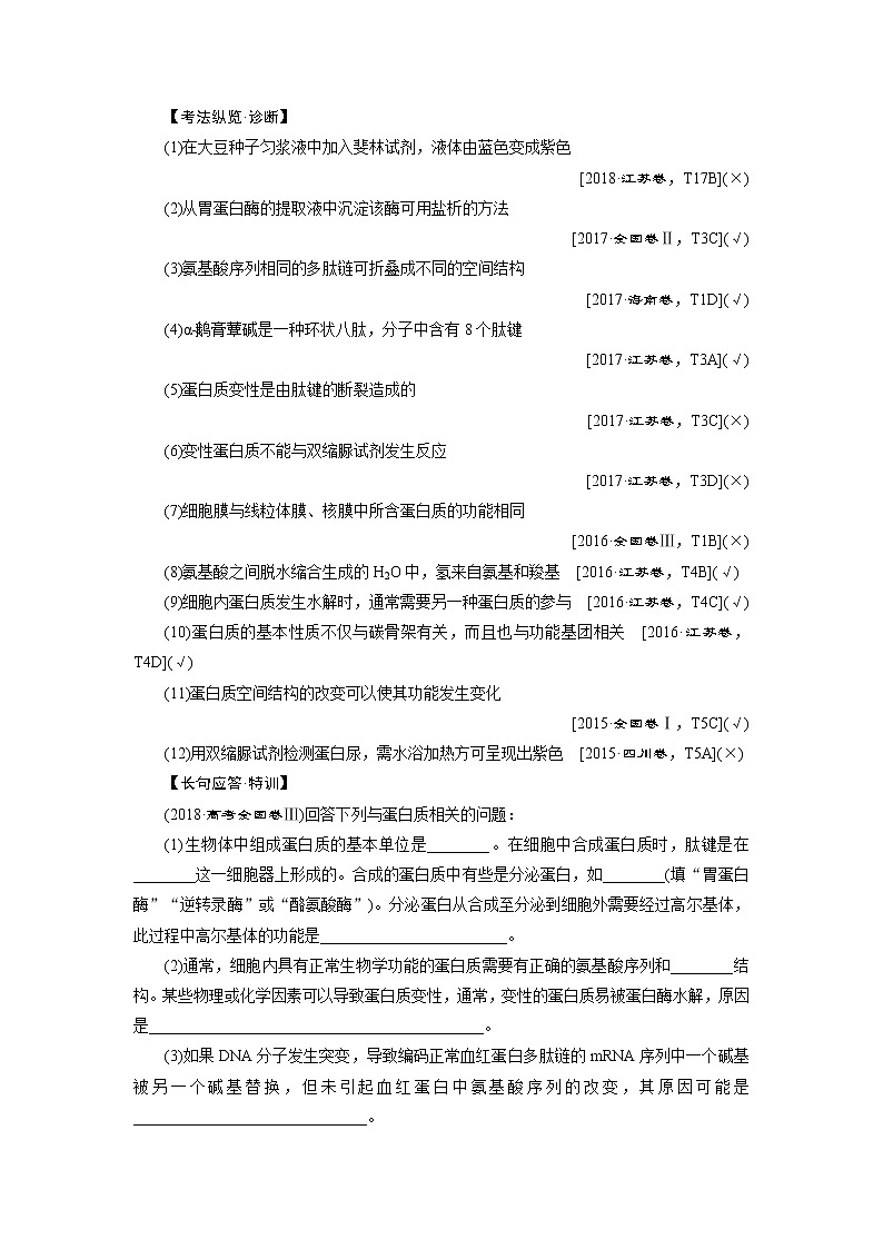 2021版新高考选考生物一轮复习通用版学案：第2讲　蛋白质和核酸03