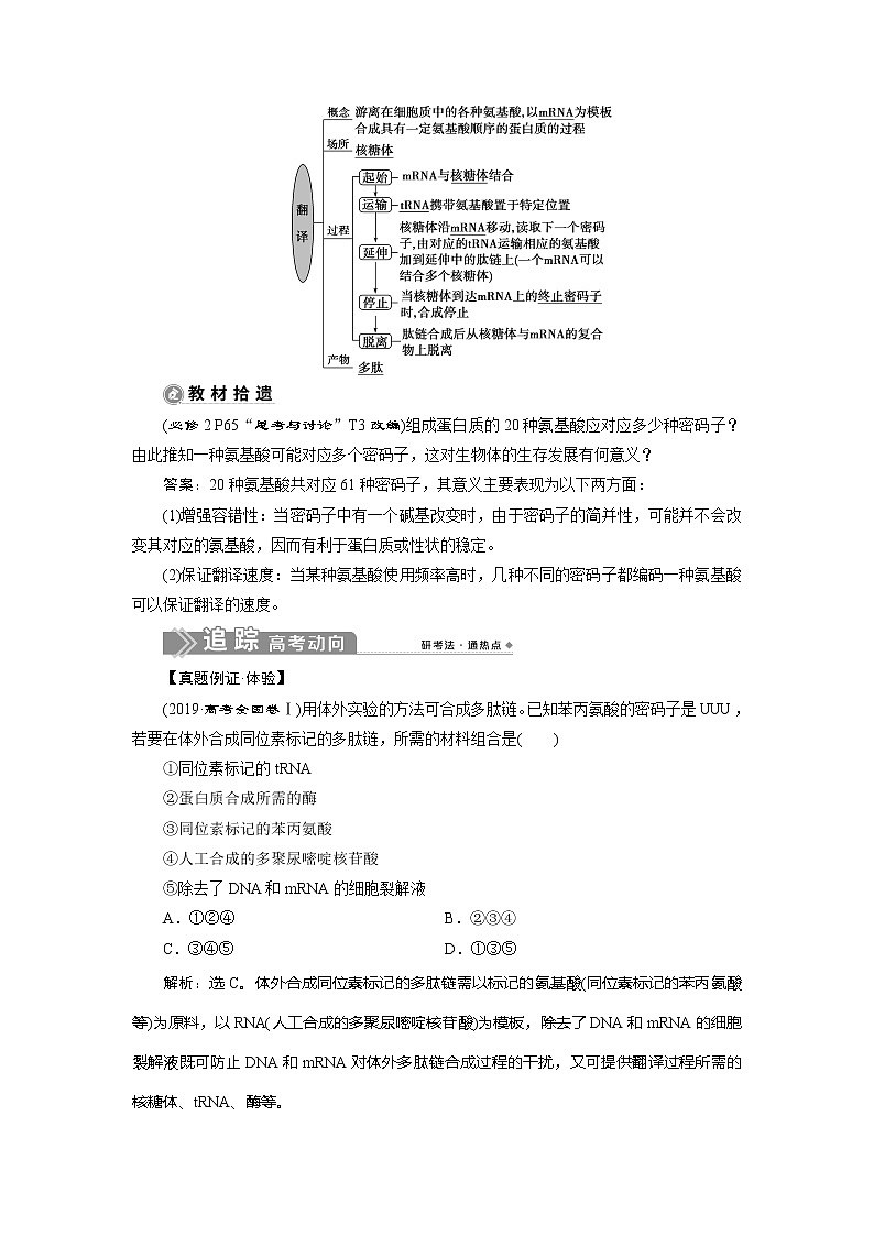 2021版新高考选考生物一轮复习通用版学案：第19讲　基因的表达02