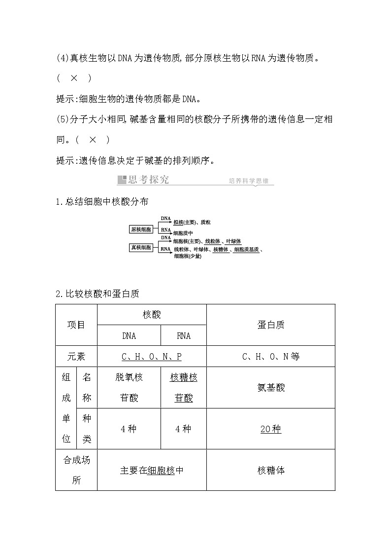 2021高考生物人教版一轮教师用书第一单元第4讲　核酸、糖类和脂质02