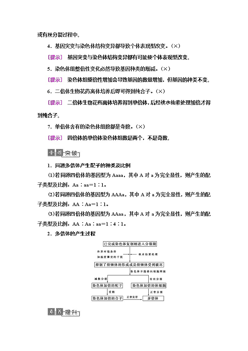 2021版高考生物（苏教版）一轮复习学案：必修2第7单元第2讲　染色体变异与生物育种03