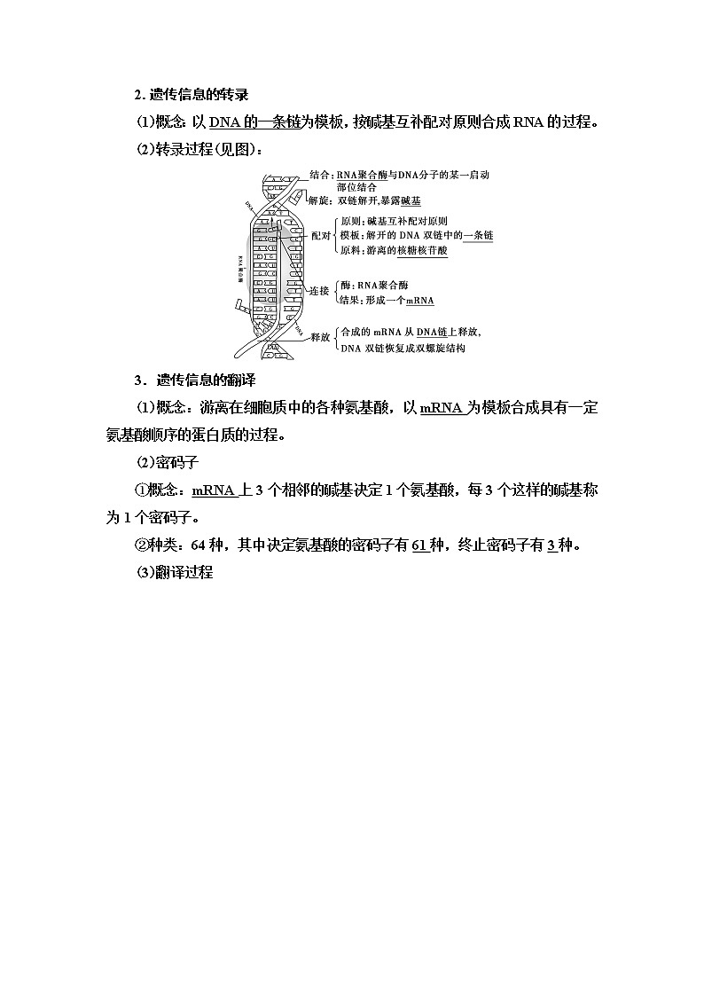 2021版高考生物（苏教版）一轮复习学案：必修2第6单元第3讲　基因控制蛋白质的合成第2页