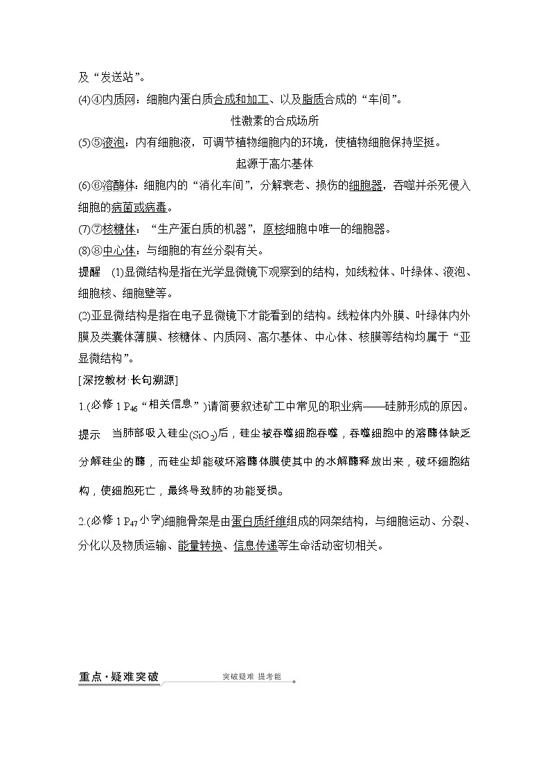 2021版高考生物突破大一轮新高考人教版讲义：第二单元第5讲细胞器与生物膜系统02