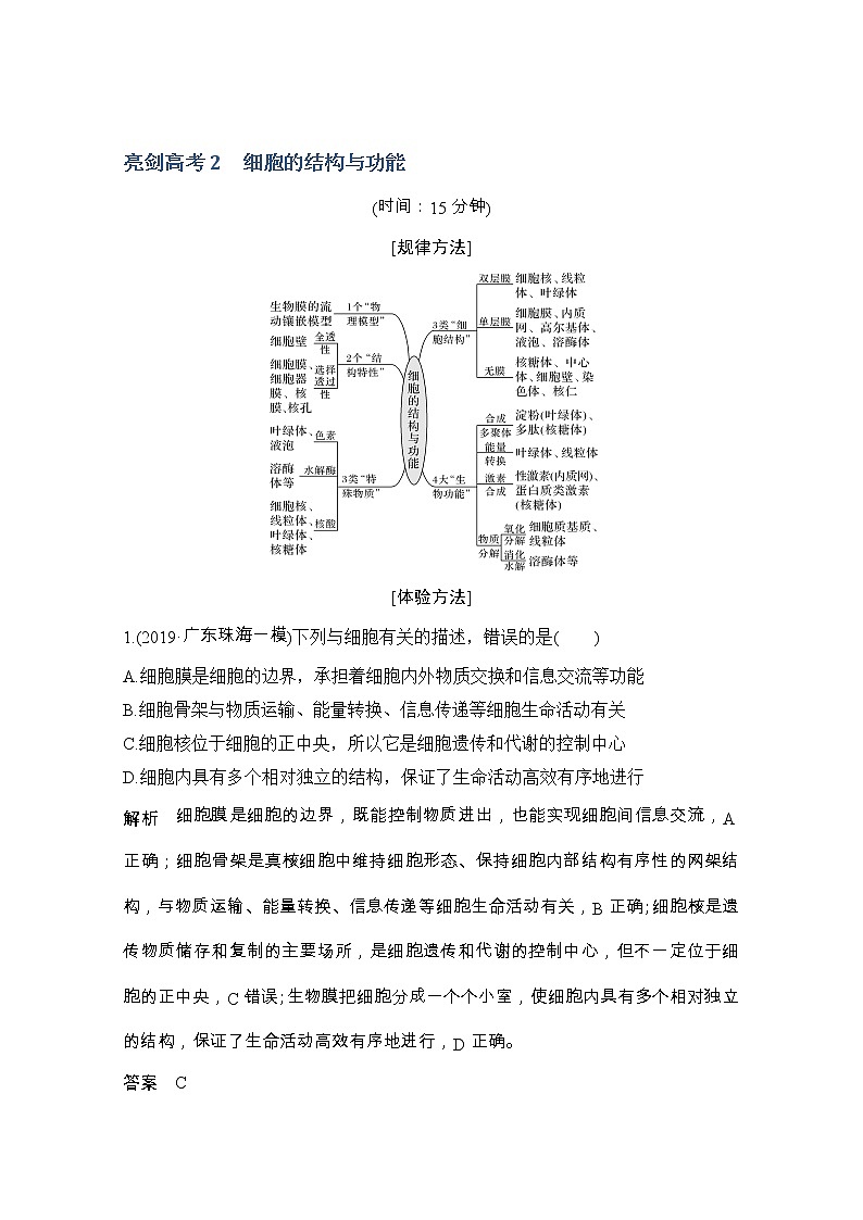 2021版高考生物突破大一轮新高考人教版讲义：第二单元亮剑高考2细胞的结构与功能第1页