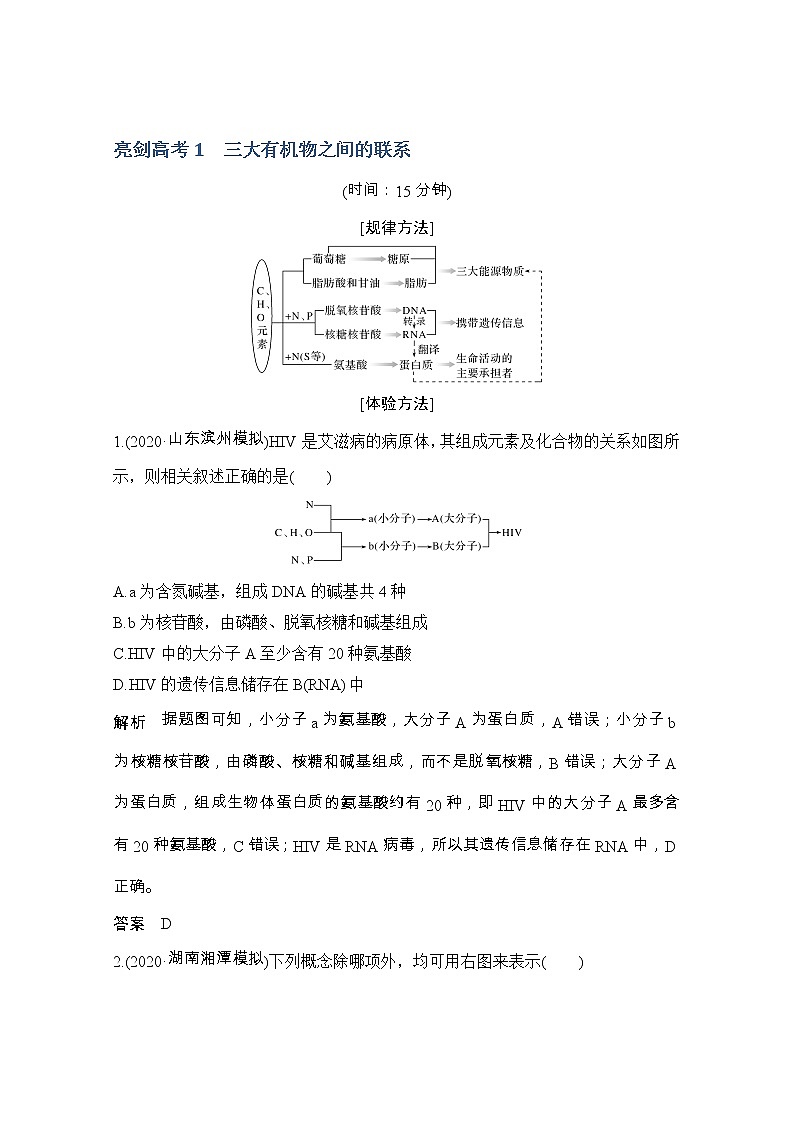 2021版高考生物突破大一轮新高考人教版讲义：第一单元亮剑高考1三大有机物之间的联系第1页