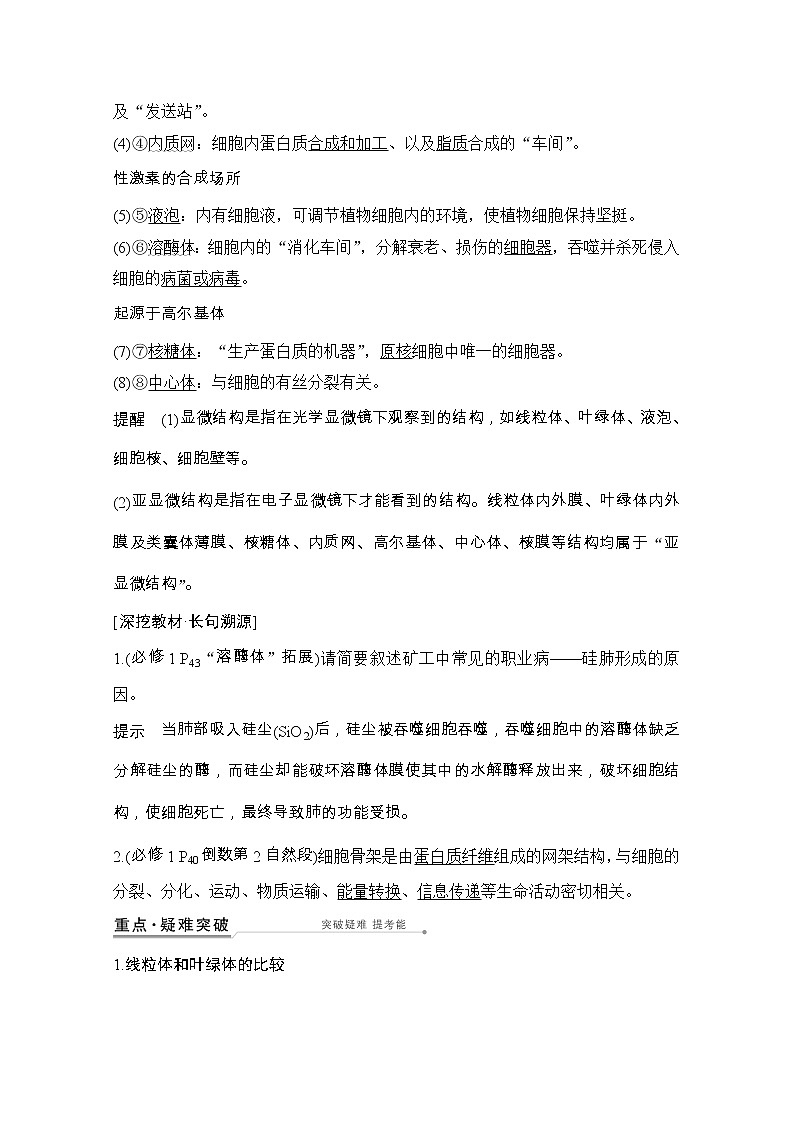 2021版高考生物突破大一轮新高考苏教版讲义：第二单元第5讲细胞器与生物膜系统第2页