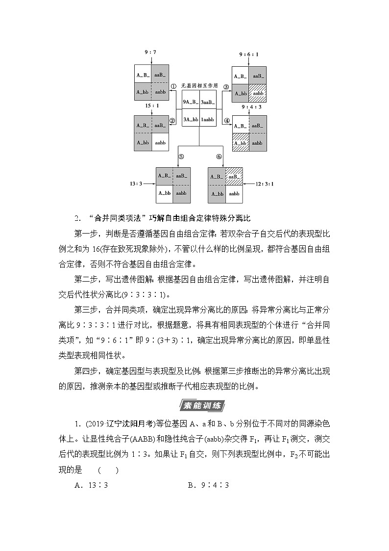 2021版新高考生物培优大一轮复习讲义：必修2第5单元素养加强课4基因自由组合定律在特殊情况下的重点题型第3页