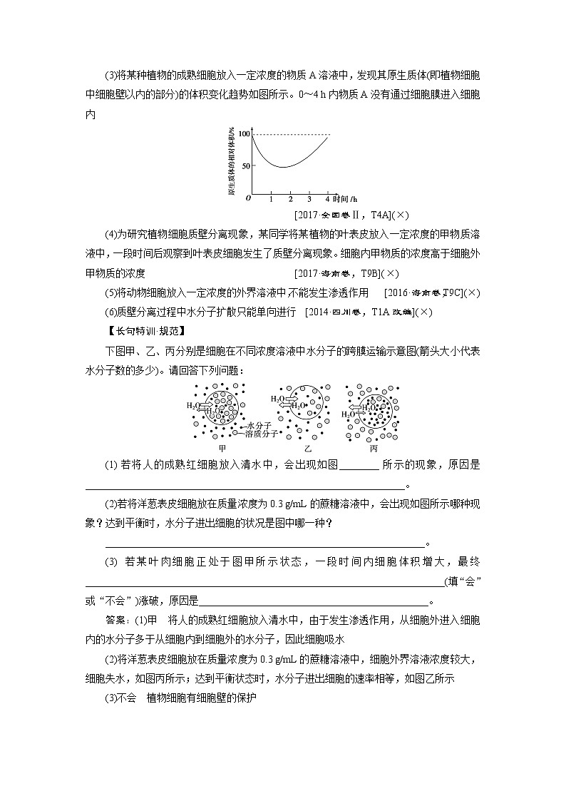 2021版高考生物（人教版）一轮复习学案：第二单元　第7讲　物质跨膜运输的实例和方式03