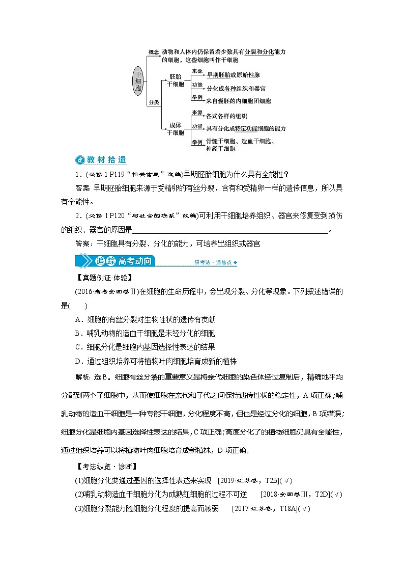 2021版高考生物（人教版）一轮复习学案：第四单元　第13讲　细胞的分化、衰老、凋亡和癌变第2页