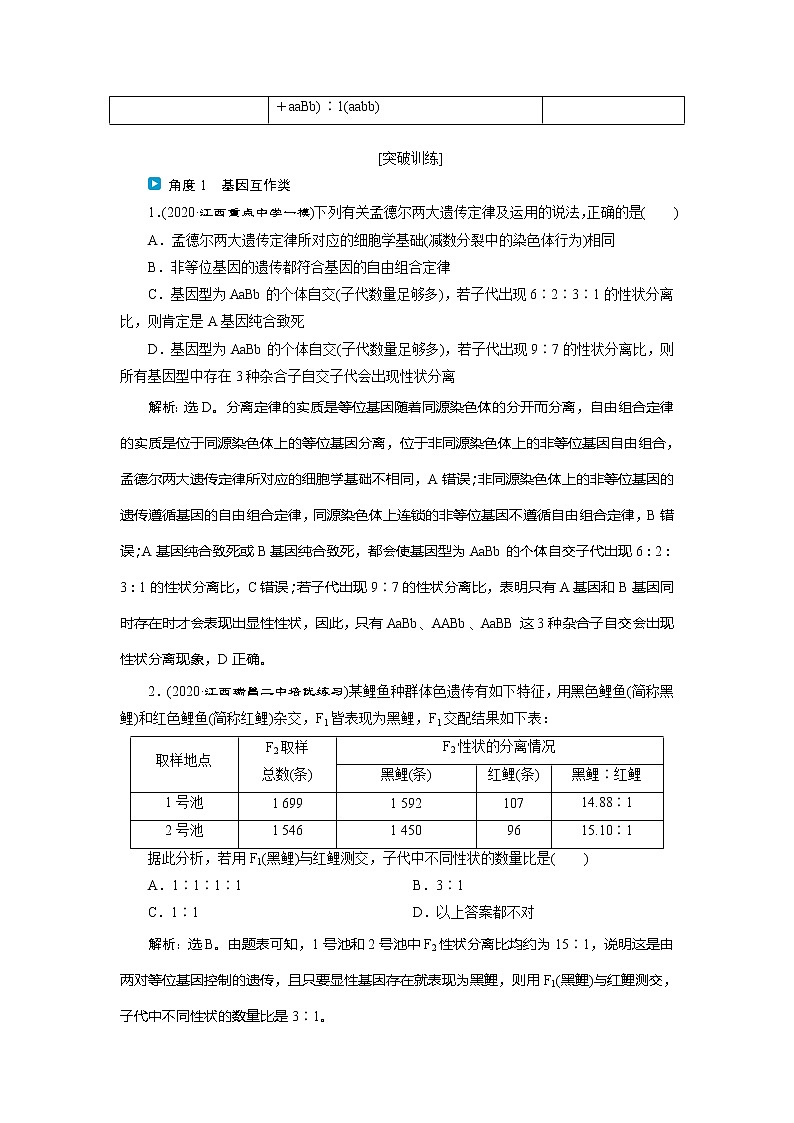 2021版高考生物（人教版）一轮复习学案：第五单元　加强提升课（4）　基因自由组合定律的拓展题型突破第2页