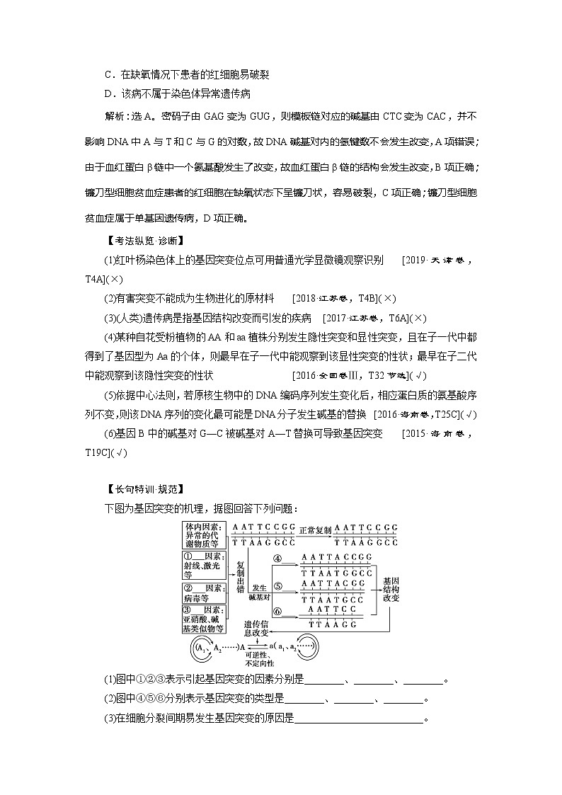 2021版高考生物（人教版）一轮复习学案：第七单元　第20讲　基因突变和基因重组03