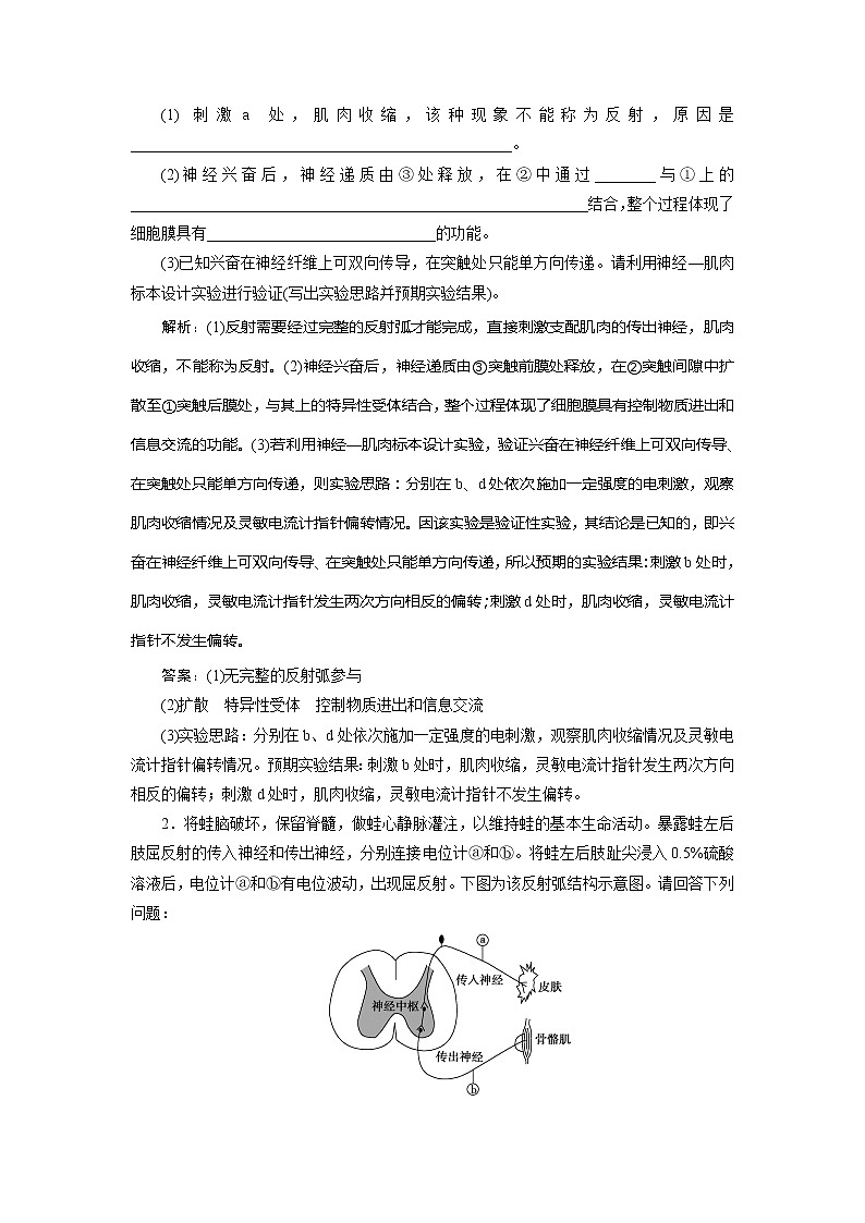2021版高考生物（人教版）一轮复习学案：第八单元　加强提升课（6）　反射弧中兴奋传导特点的实验探究第2页