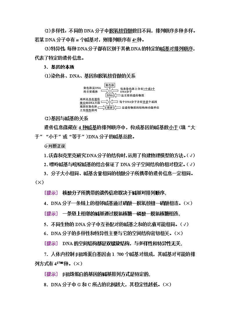 2021版高考生物（苏教版）一轮复习学案：必修2第6单元第2讲　DNA分子的结构、复制与基因的本质第2页