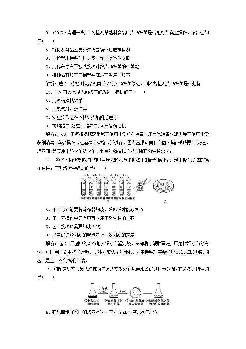 (江苏专版)2020版高考生物一轮复习课时跟踪检测39《微生物的利用》(含解析)03
