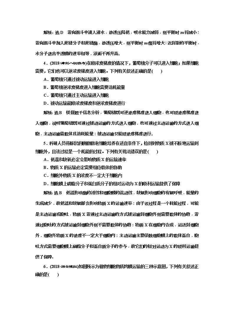 2019届高考生物一轮课时跟踪检测07《物质跨膜运输的实例和方式 》(含解析)02