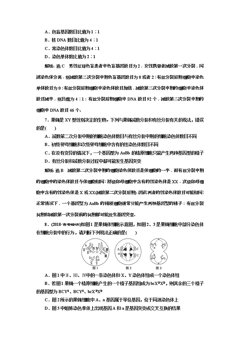 2019届高考生物一轮课时跟踪检测13《减数分裂与受精作用 》(含解析)03
