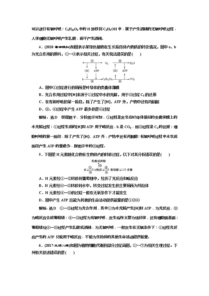 2019届高考生物一轮课时跟踪检测11《光合作用与细胞呼吸的关系 》(含解析)02