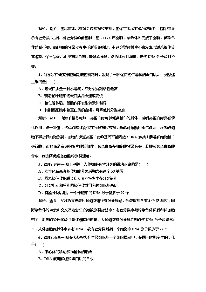 2019届高考生物一轮课时跟踪检测12《细胞的增殖 》(含解析)02