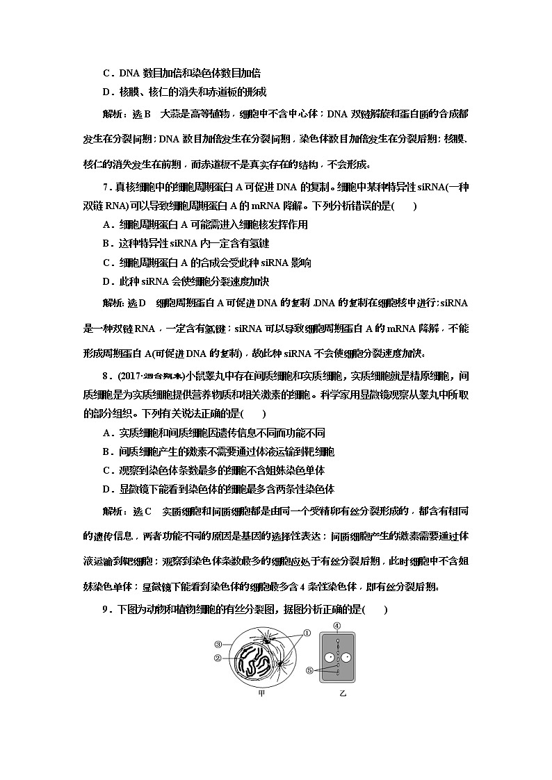 2019届高考生物一轮课时跟踪检测12《细胞的增殖 》(含解析)03