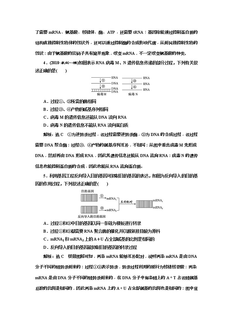 2019届高考生物一轮课时跟踪检测21《基因的表达 》(含解析)02
