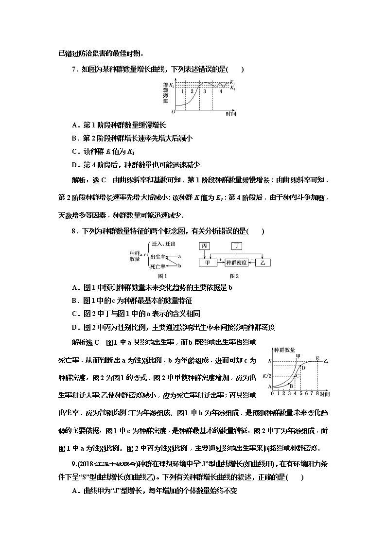 2019届高考生物一轮课时跟踪检测31《种群的特征和数量变化 》(含解析)03