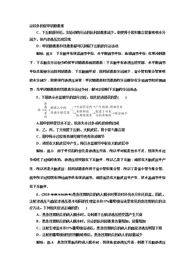 2019届高考生物一轮课时跟踪检测28《神经调节与体液调节的关系 》(含解析)02