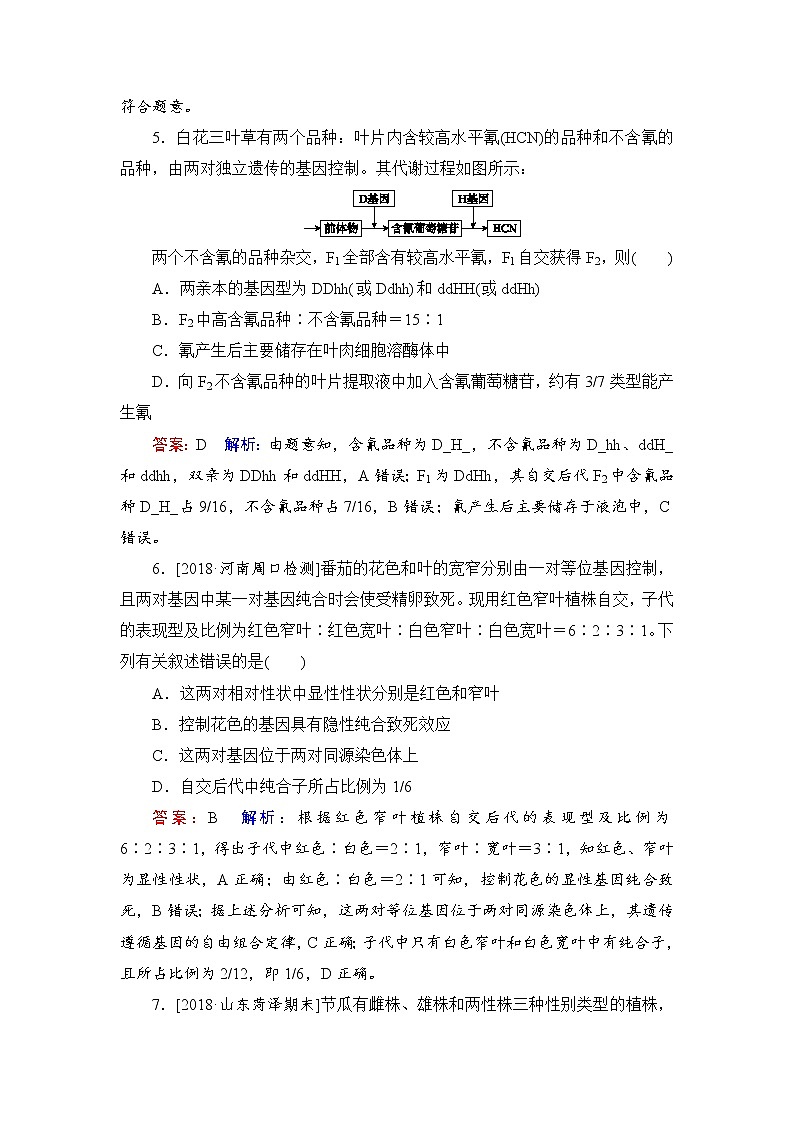 2019届高考生物一轮复习：课时作业17基因的自由组合定律(Ⅱ)（含解析） 练习03