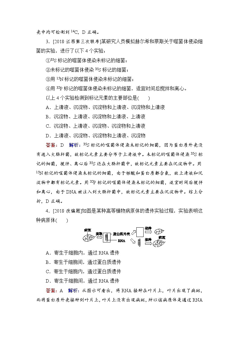 2019届高考生物一轮复习：课时作业20DNA是主要的遗传物质（含解析）第2页
