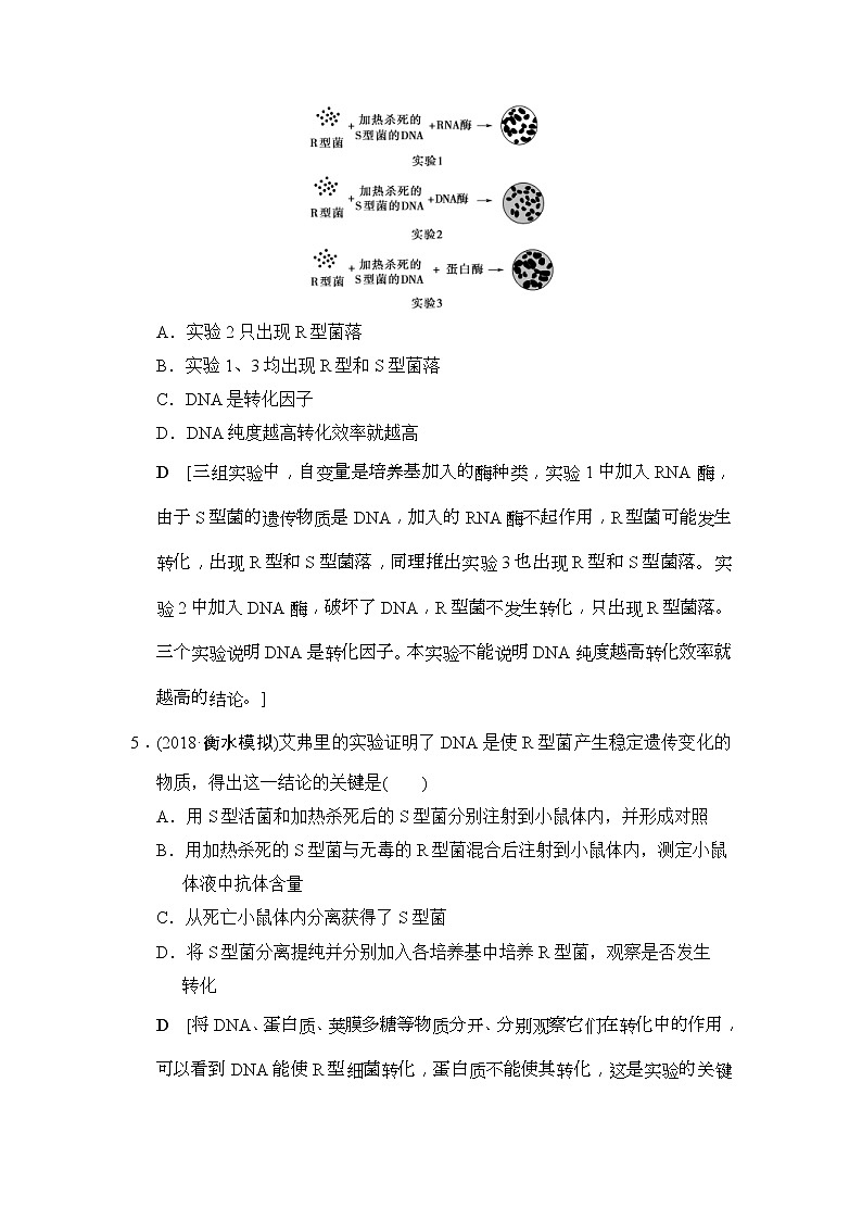 2019版高考生物一轮课时分层集训《18 DNA是主要的遗传物质》(含解析) 试卷03