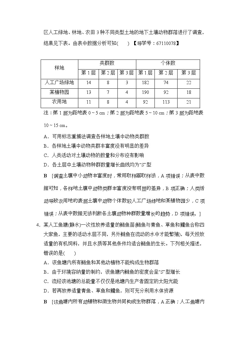 2019版高考生物一轮课时分层集训《31 群落的结构和演替》(含解析) 试卷02