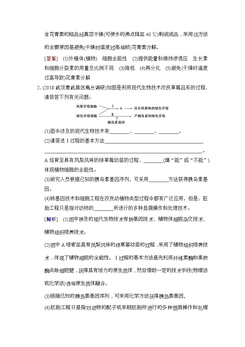 2019版高考生物一轮课时分层集训《40 细胞工程》(含解析) 试卷02