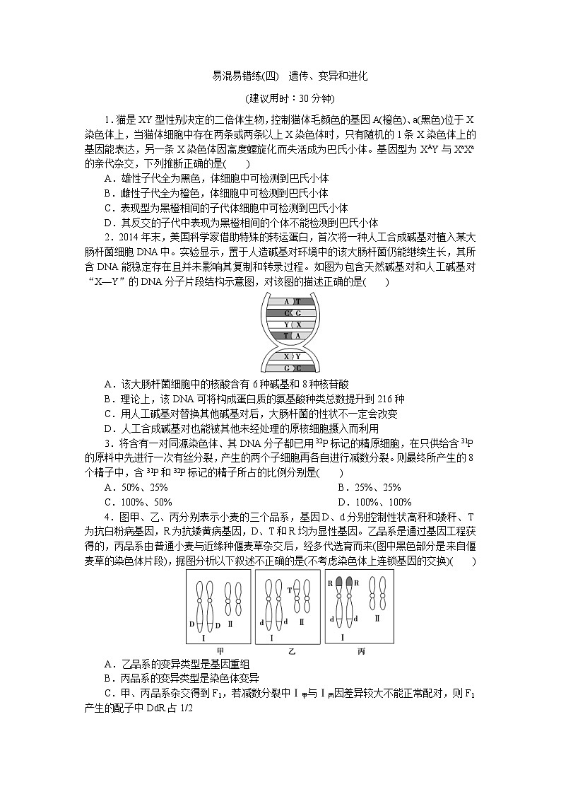 2019年高考生物二轮习题：易混易错练04遗传、变异和进化 Word版含解析第1页