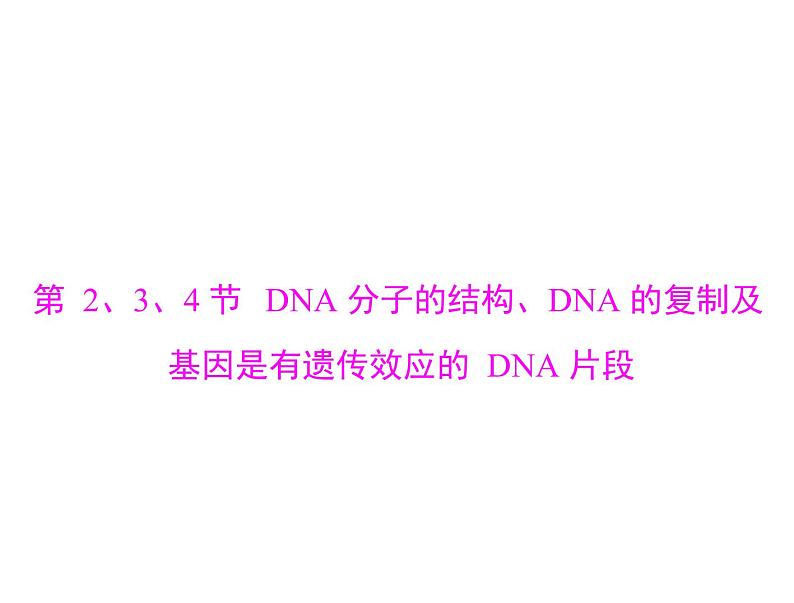 2020年高考生物一轮复习课件：必修2 第3章 第2、3、4节 DNA分子的结构、DNA的复制及基因是有遗传效应的DNA片段(含答案)01