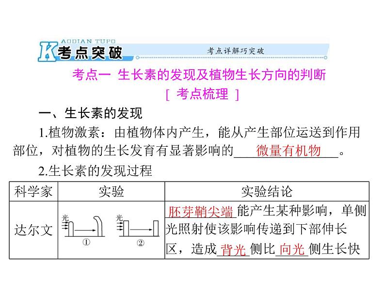 2020年高考生物一轮复习课件：必修3 第3章 第1、2、3节 植物生长素的发现、生长素的生理作用及其他植物激素(含答案)05