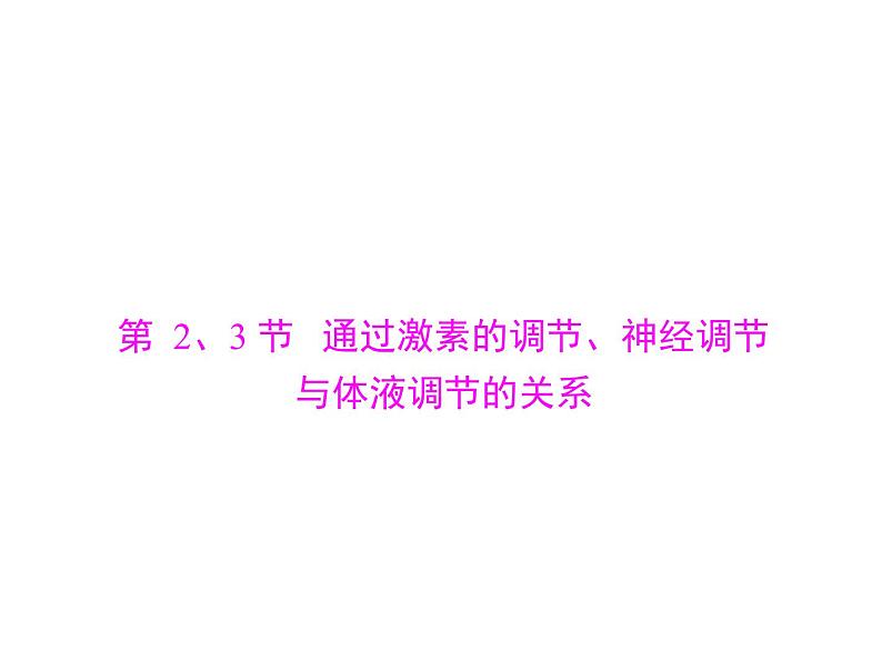 2020年高考生物一轮复习课件：必修3 第2章 第2、3节 通过激素的调节、神经调节与体液调节的关系(含答案)01