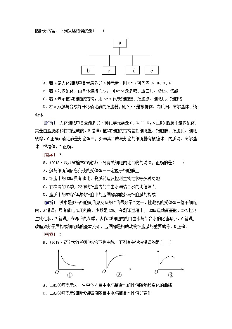 2019年高考生物二轮专题训练：第1讲 组成细胞的分子（含解析）03