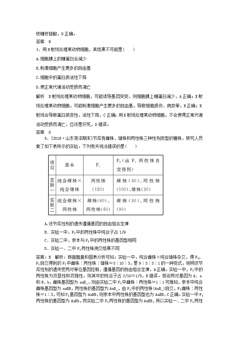 2019年高考生物一轮复习基础夯实练11（含解析）第2页