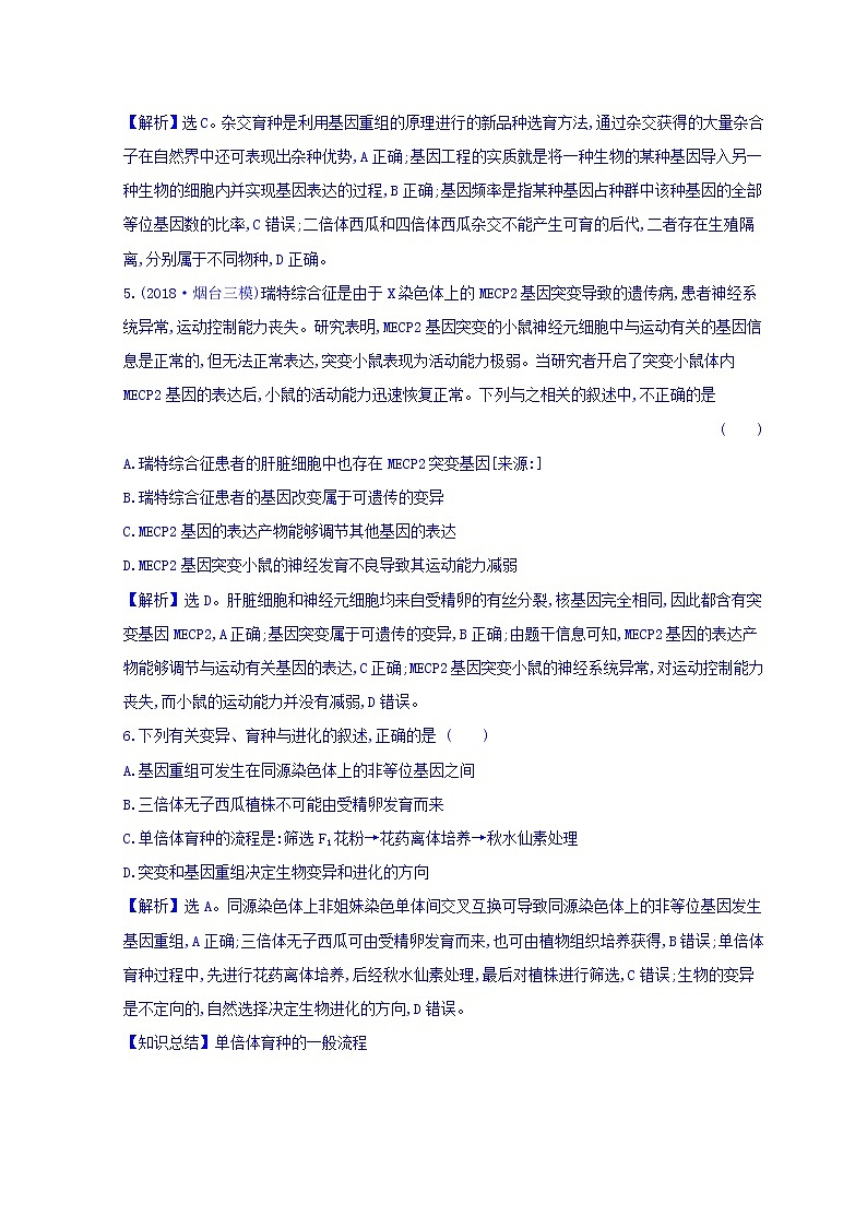 2019版高考生物二轮练习：专题7 变异、育种与进化 专题能力提升练 专题7(含解析)第3页