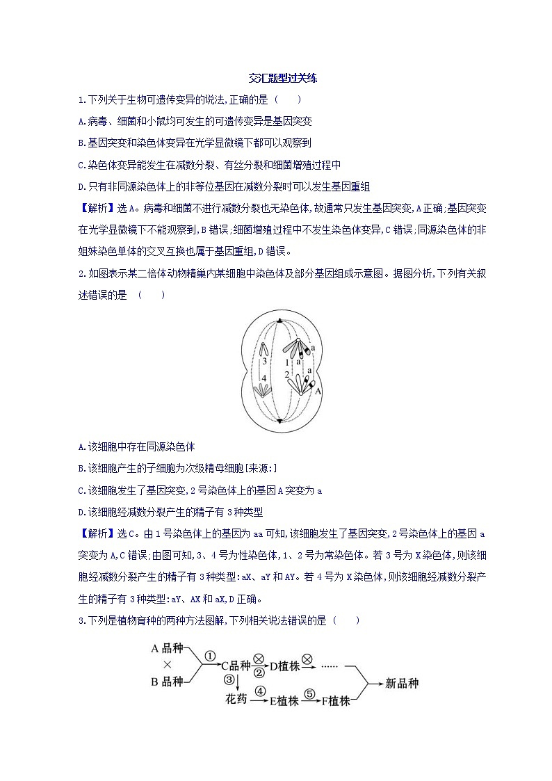 2019版高考生物二轮练习：专题7 变异、育种与进化 交汇题型过关练 2.7(含解析)01