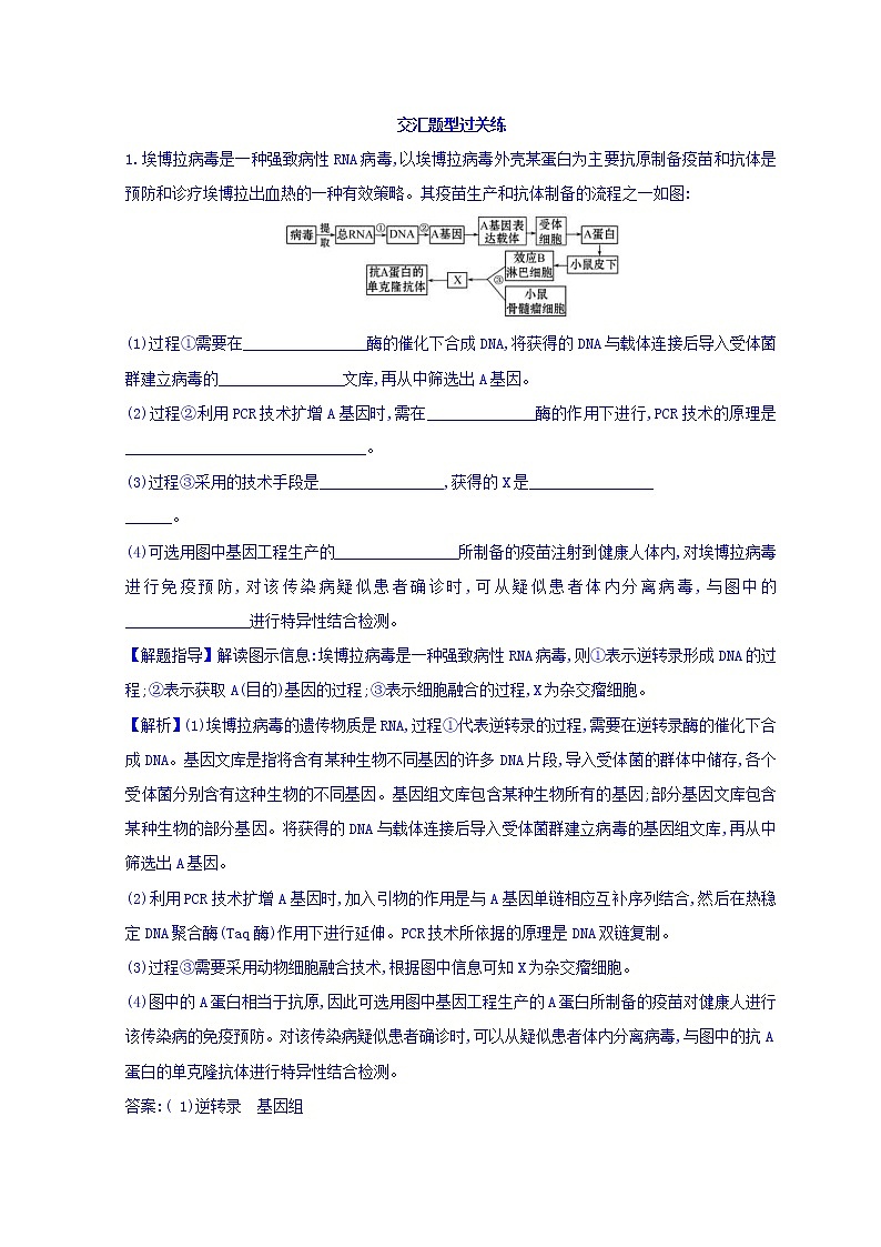 2019版高考生物二轮练习：专题10四 现代生物科技专题 交汇题型过关练 2.14(含解析)01