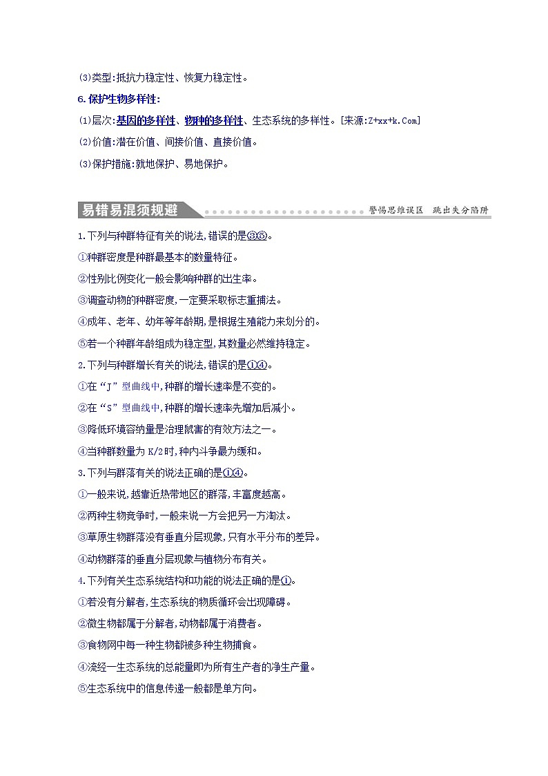 2019版高考生物二轮练习：专题11 种群、群落和生态环境 专题复习自查案 专题11(含解析)03
