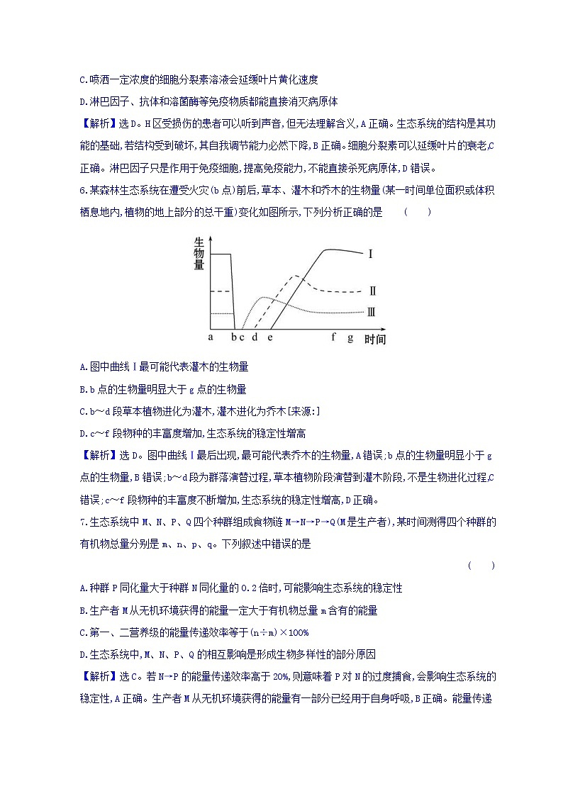 2019版高考生物二轮练习：专题11 种群、群落和生态环境 专题能力提升练 专题11(含解析)03