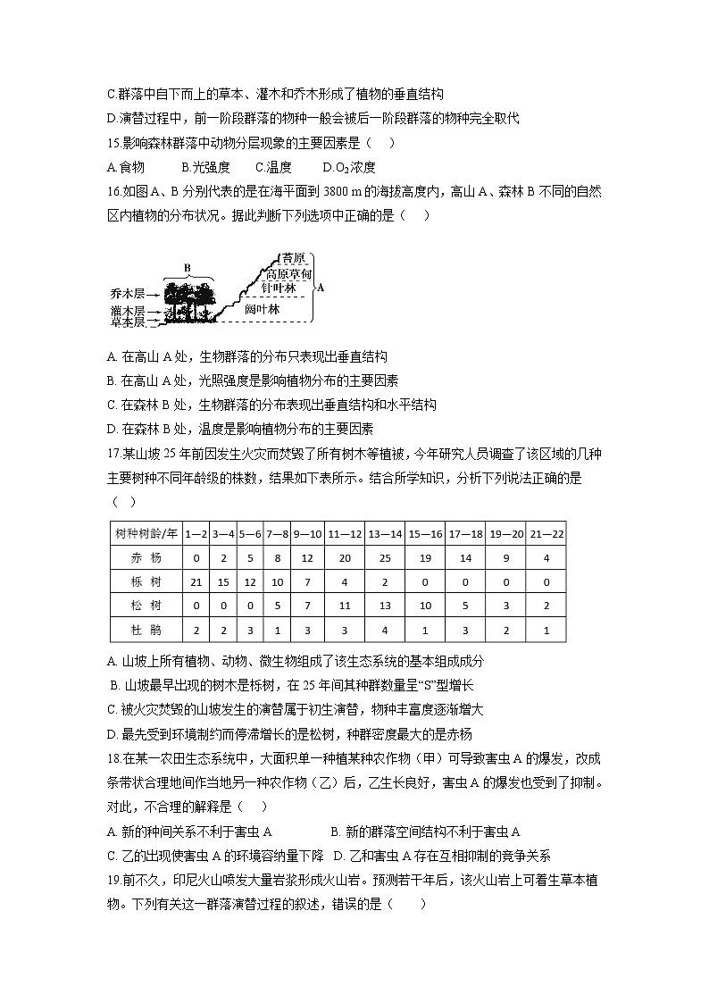 【生物】河北省香河县第三中学2018-2019学年高二上学期期中考试试题03