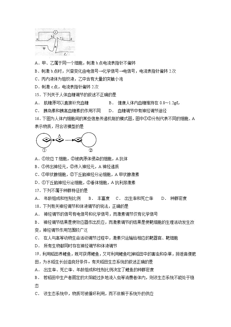 【生物】江苏省盐城市伍佑中学2018-2019学年高二上学期期中考试（选修）试题第3页