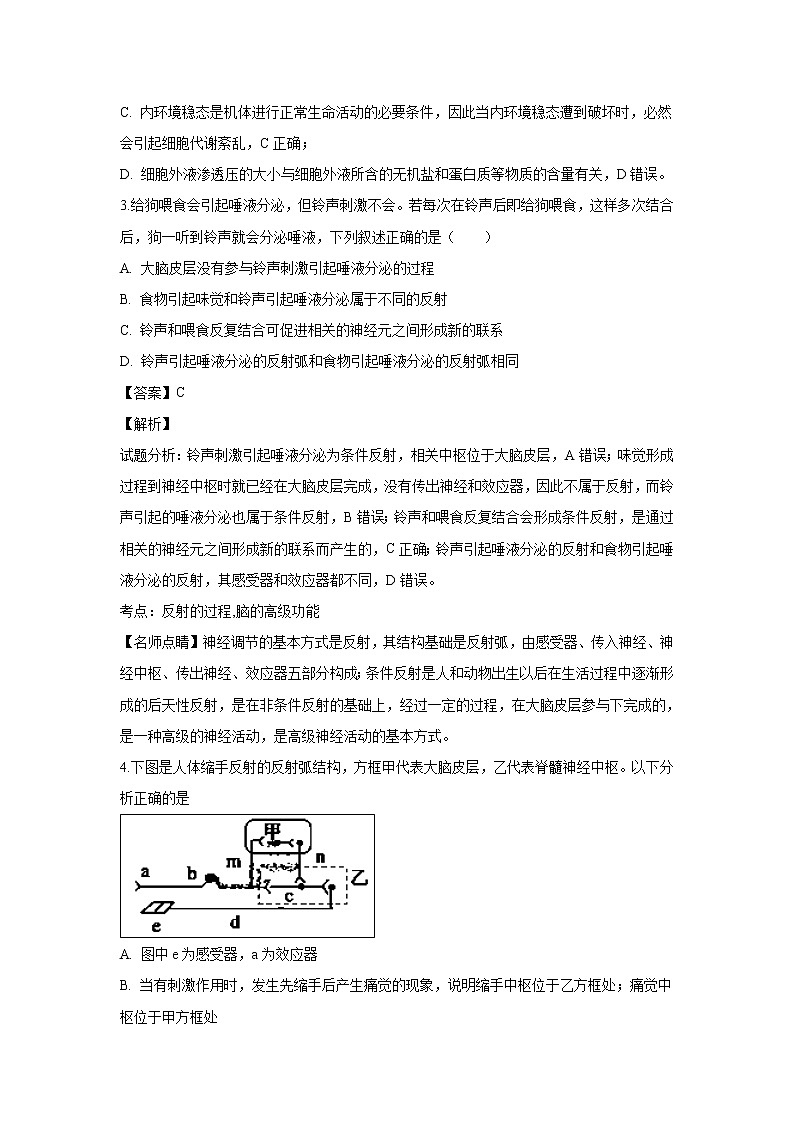 【生物】江苏省扬州中学2018-2019学年高二上学期期中考试试题 （解析版）第2页