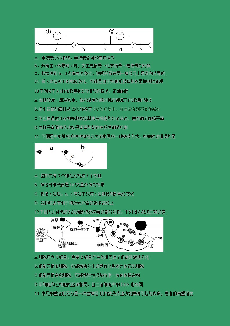 【生物】江苏省扬州市江都区大桥、丁沟、仙城中学2018-2019学年高二上学期期中测试（选修）试题第3页