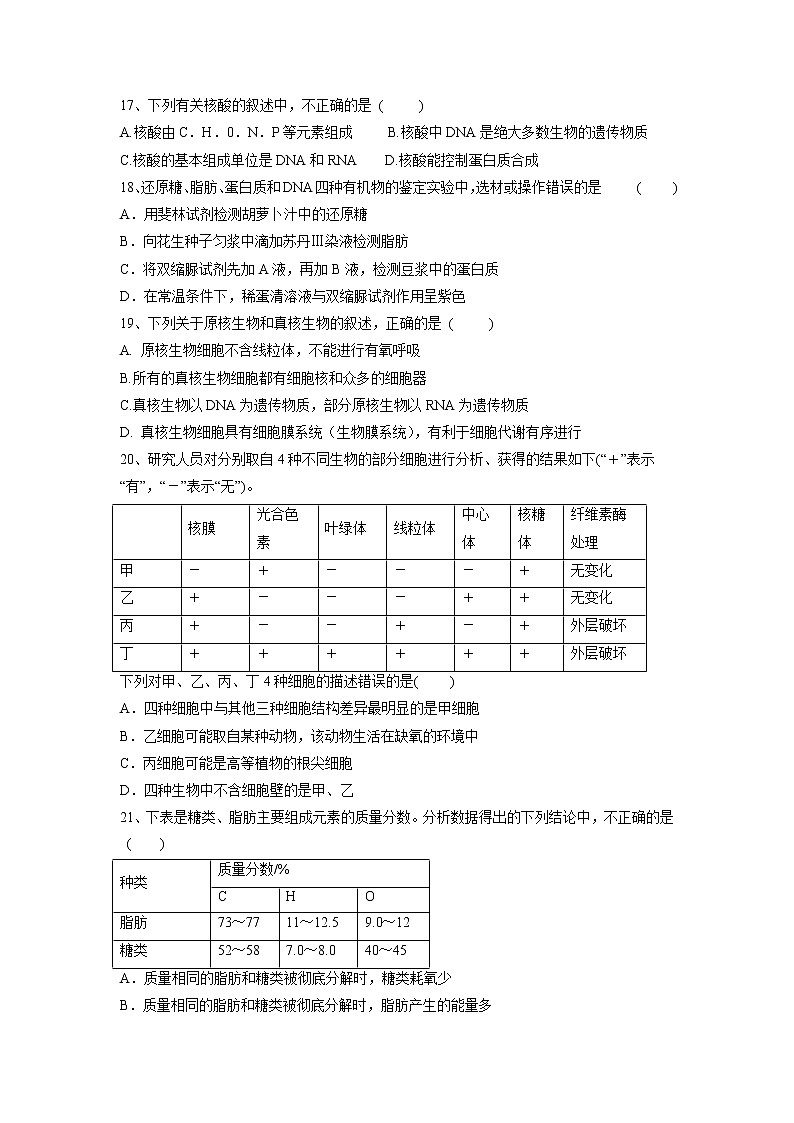【生物】江西省赣州市五校协作体2018-2019学年高二上学期期中考试试题第3页