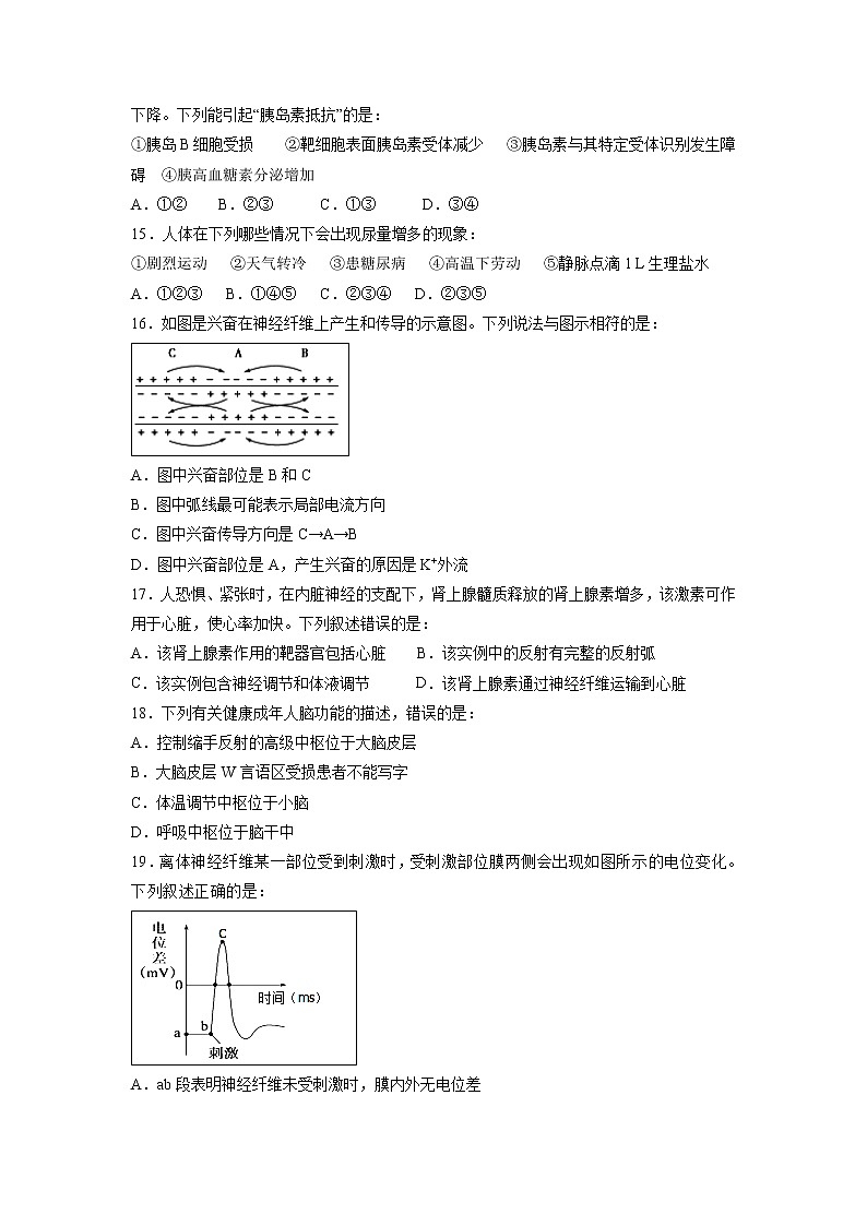 【生物】吉林省舒兰市第一高级中学校2018-2019学年高二上学期期中考试试题第3页