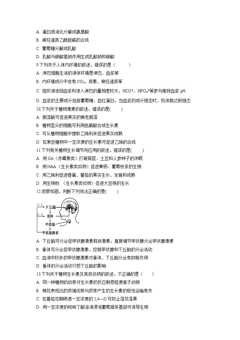 【生物】安徽省定远重点中学2018-2019学年高二上学期期中考试试题03